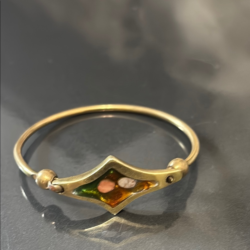Elegant Multicolor Bangle Bracelet brass vintage